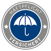 Berufs- und Vermögensschadenhaftpflichtversicherung Siegel: Haftpflicht versichert