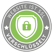 Ihre Daten sind sicher. Siegel: Website ist SSL-verschlüsselt
